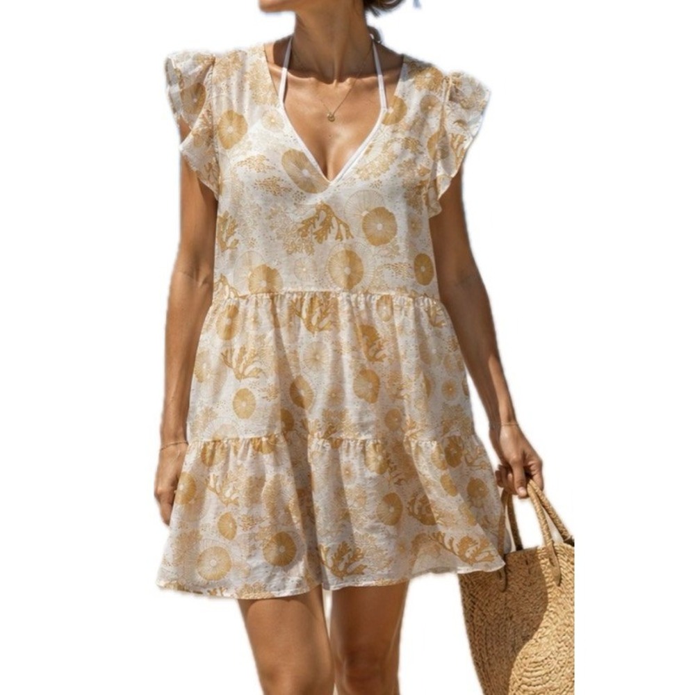 Nautica Sea Shore Swim Cover/Dress. White/Yellow. Women's Size XL